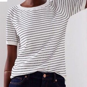 LOFT Striped Sweater Tee Whisper White S